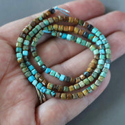 3mm Arizona Turquoise Cube Beads 15