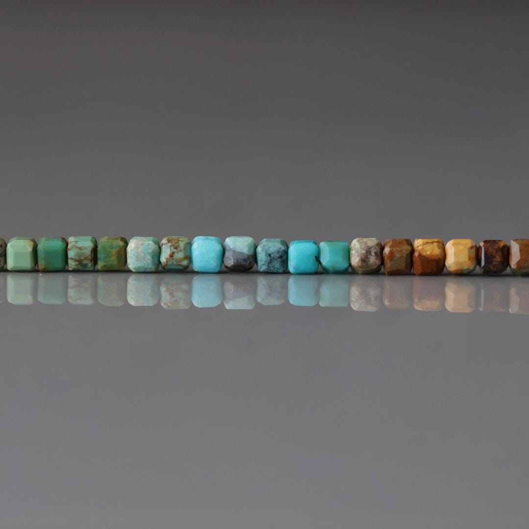 3mm Arizona Turquoise Cube Beads 15" Blue Green Shaded Turquoise Genuine Gemstone Beads for Jewelry Making Beading Craft Gift Beads