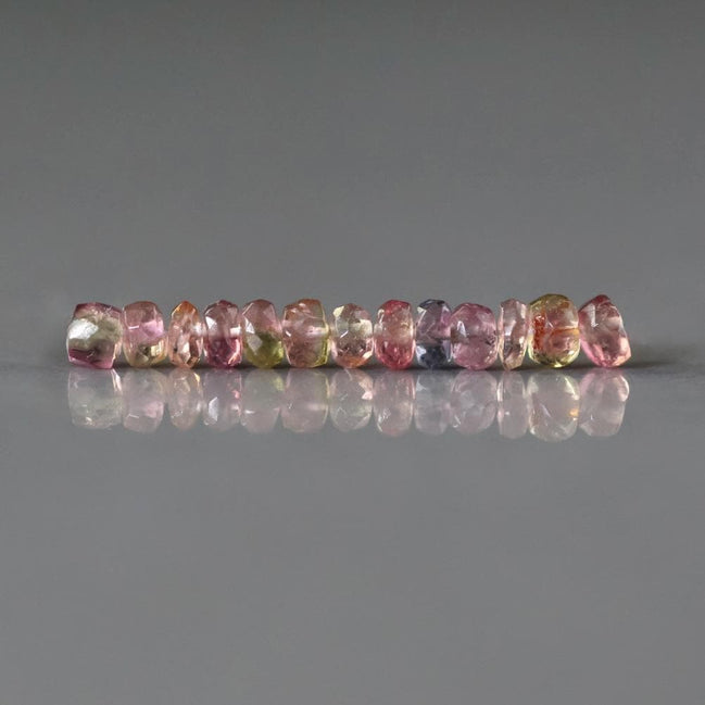 3mm Bio Tourmaline Beads Faceted Rondelles 1” Genuine Bi Color Pink Green Gemstone Beads DIY Jewelry Making Gift October Birthstone