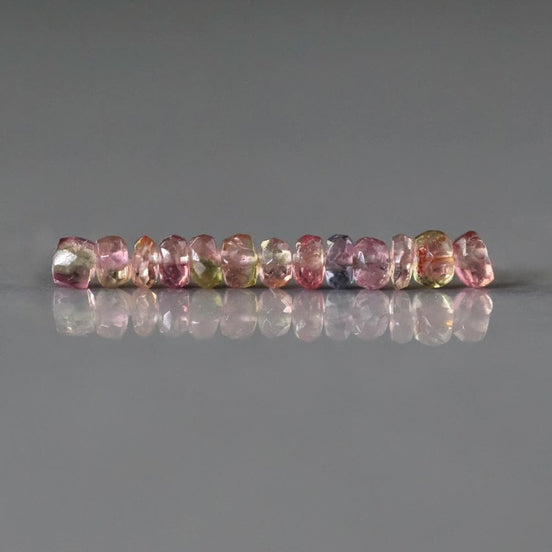 3mm Bio Tourmaline Beads Faceted Rondelles 1” Genuine Bi Color Pink Green Gemstone Beads DIY Jewelry Making Gift October Birthstone