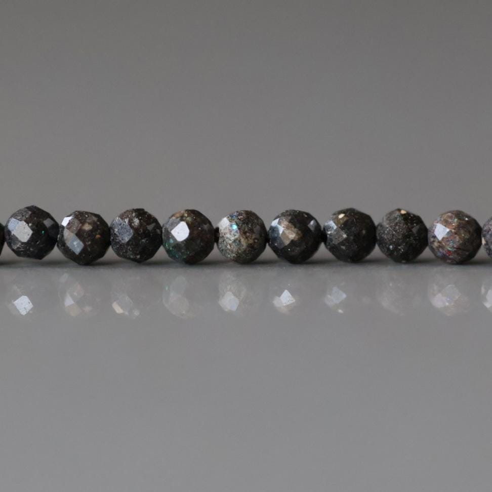 3mm Black Matrix Opal Micro Faceted Beads Genuine Opal Beads 15" Gemstone Beads for Jewelry Making Beading Craft Gift