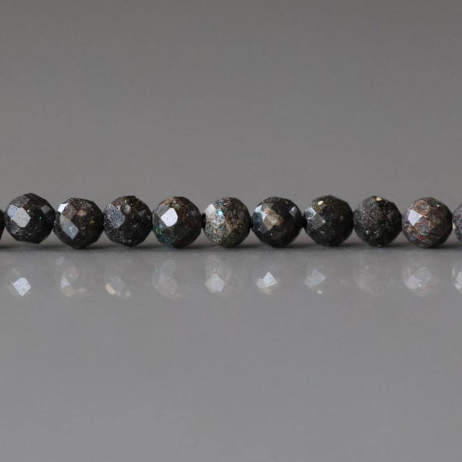 3mm Black Matrix Opal Beads - Faceted Round Micro Gemstone 15" Strand