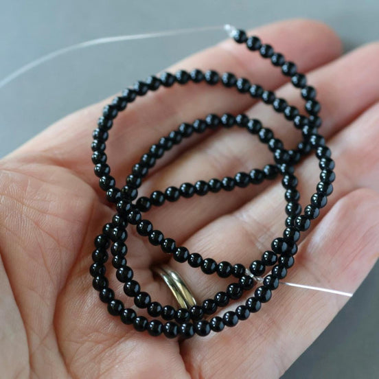 3mm Natural Black Onyx Beads Smooth Onyx 15" Natural Onyx Gemstone Beads Beading Crafter Gift DIY jewelry