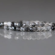 3mm Black Rutilated Quartz Faceted Beads Genuine Turmalinated Quartz Beads 15