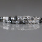 3mm Black Rutilated Quartz Beads - Faceted Round Micro Gemstone 15" Strand