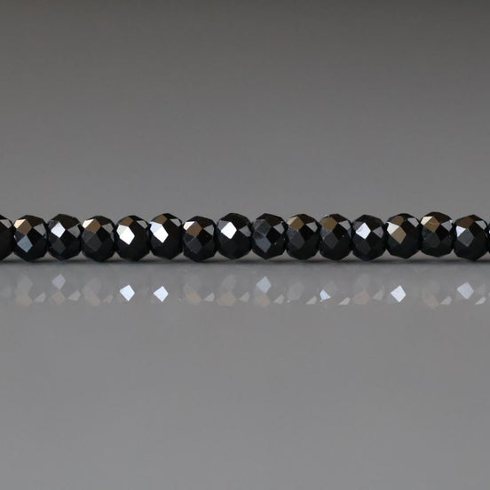 3mm Black Spinel Rondelle Beads Faceted 12.5" Sparkly Black Stone Crystal Genuine Gemstone Beads for Jewelry Making Beading Craft Gift Beads