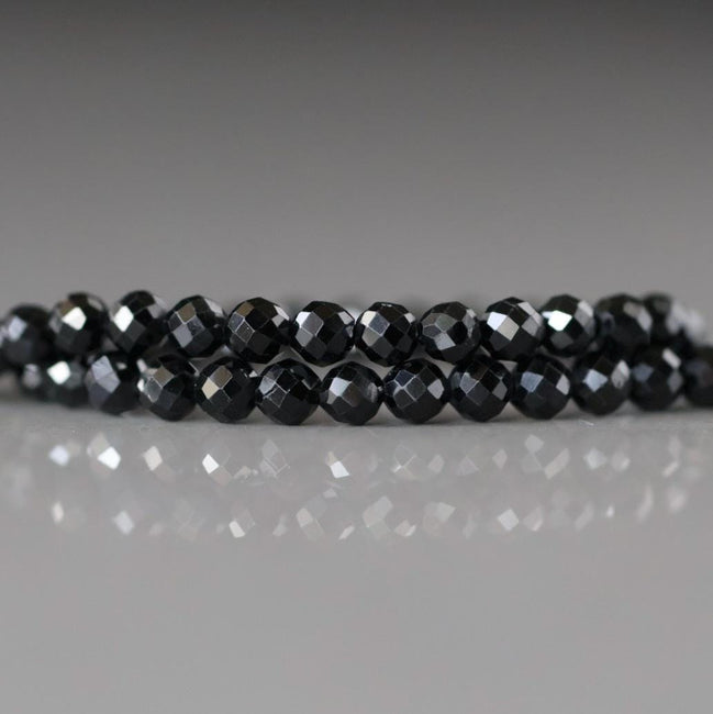 3mm Black Spinel Faceted Beads 15" Sparkly Black Stone Crystal Genuine Gemstone Beads for Jewelry Making Beading Craft Gift Beads