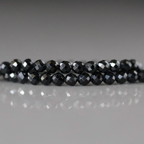 3mm Black Spinel Faceted Beads 15" Sparkly Black Stone Crystal Genuine Gemstone Beads for Jewelry Making Beading Craft Gift Beads