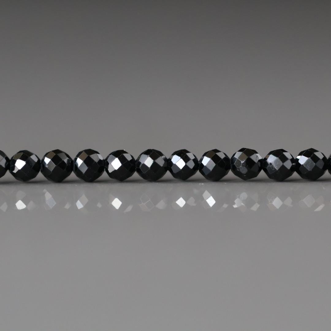 3mm Black Spinel Beads - Faceted Round Micro Gemstone 15" Strand