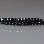 3mm Black Tourmaline Beads - Faceted Round Micro Gemstone 15