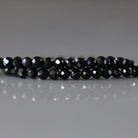 3mm Black Tourmaline Beads - Faceted Round Micro Gemstone 15" Strand