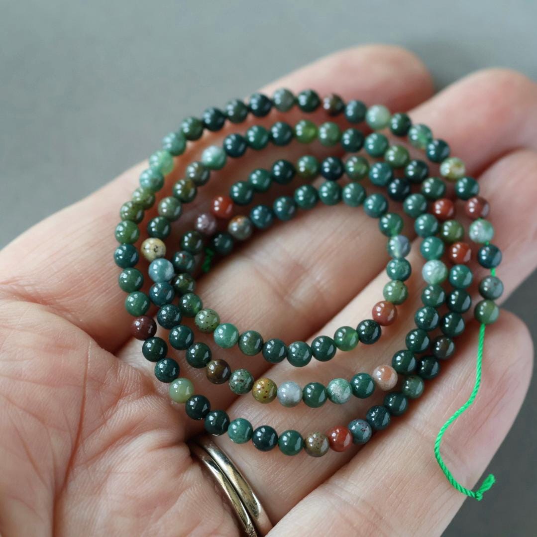 3mm Bloodstone Beads ‚Äì Smooth Round Micro Gemstone 15" Strand
