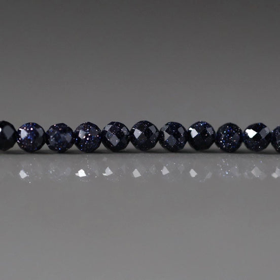 3mm Blue Goldstone Faceted Beads 15" Sparkly Blue Sandstone Gemstone Beads Jewelry Making Beading Craft Gift Good Luck