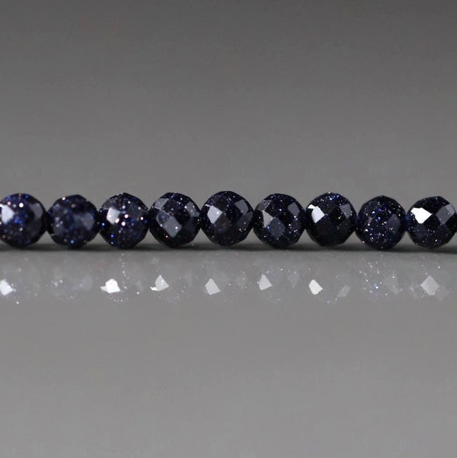 3mm Blue Goldstone Faceted Beads 15" Sparkly Blue Sandstone Gemstone Beads Jewelry Making Beading Craft Gift Good Luck