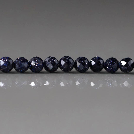 3mm Blue Goldstone Beads – Faceted Round Micro Gemstone 15" Strand