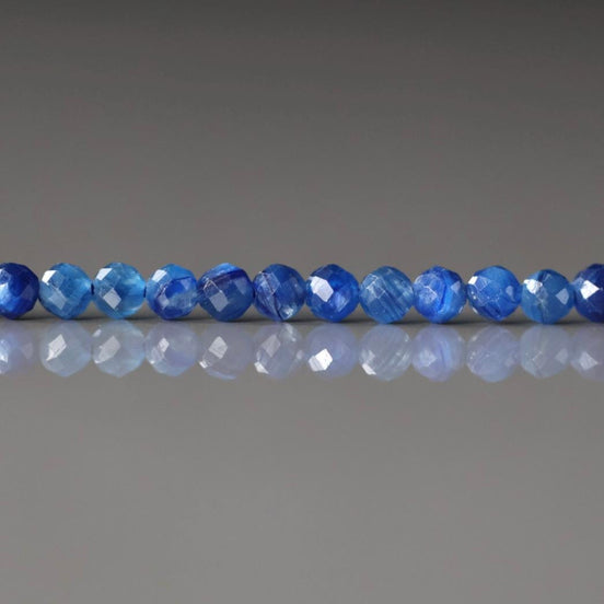 3mm Blue Kyanite Beads – Faceted Round Micro Gemstone 15" Strand