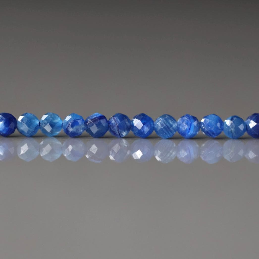 3mm Blue Kyanite Beads – Faceted Round Micro Gemstone 15" Strand