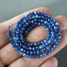 3mm Blue Kyanite Beads – Faceted Round Micro Gemstone 15" Strand