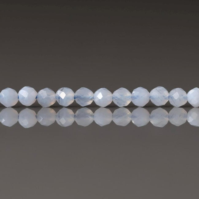 3mm Natural Blue Lace Agate Micro Faceted Beads 15" Pale Blue Genuine Gemstone Beads for Jewelry Making Beading Craft Gift