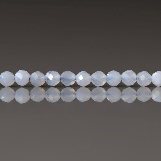 3mm Natural Blue Lace Agate Micro Faceted Beads 15" Pale Blue Genuine Gemstone Beads for Jewelry Making Beading Craft Gift