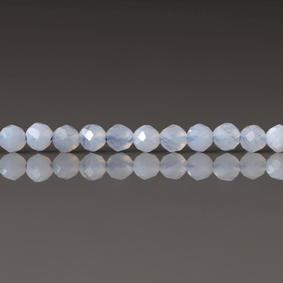 3mm Blue Lace Agate Beads ‚Äì Faceted Round Micro Gemstone 15" Strand