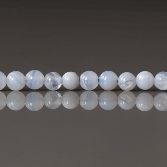 3mm Natural Blue Lace Agate Smooth Beads 15" Pale Blue Genuine Gemstone Beads for Jewelry Making Beading Craft Gift