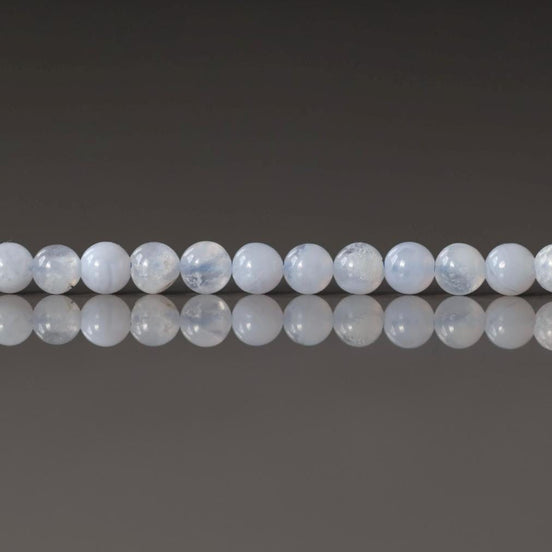3mm Natural Blue Lace Agate Smooth Beads 15" Pale Blue Genuine Gemstone Beads for Jewelry Making Beading Craft Gift