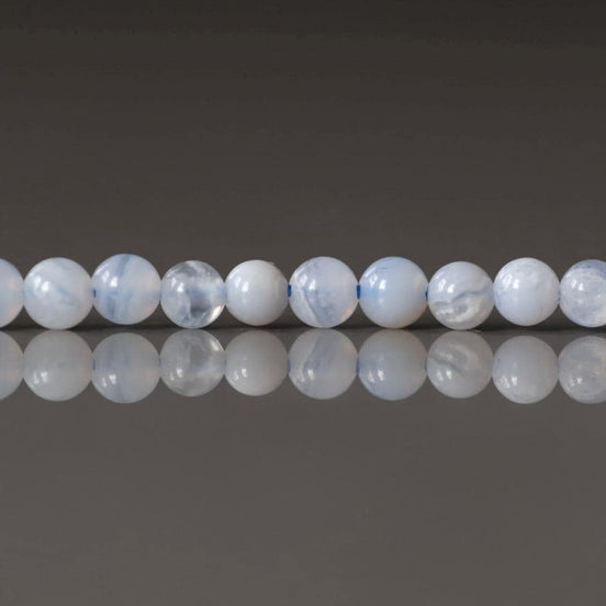3mm Blue Lace Agate Beads – Smooth Round Micro Gemstone 15" Strand