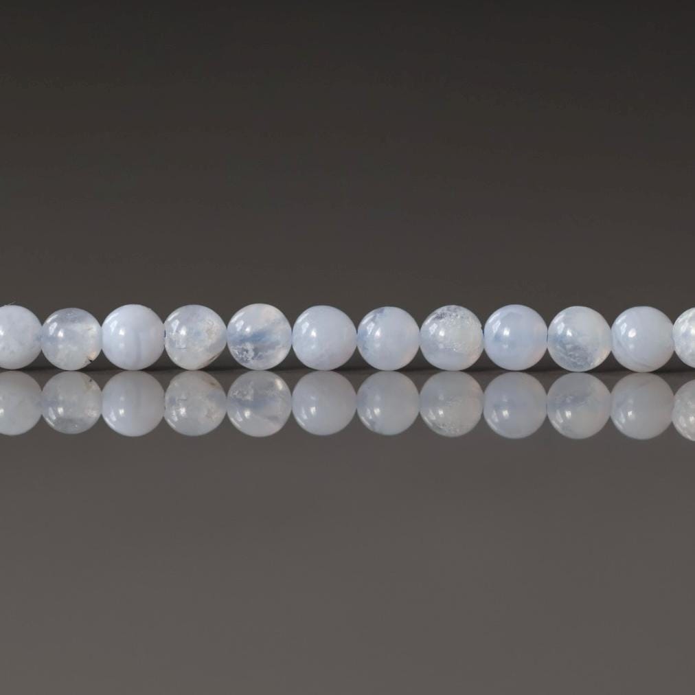 3mm Blue Lace Agate Beads – Smooth Round Micro Gemstone 15" Strand