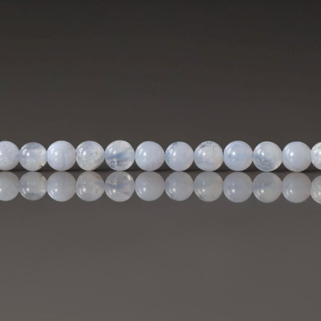 3mm Blue Lace Agate Beads – Smooth Round Micro Gemstone 15" Strand