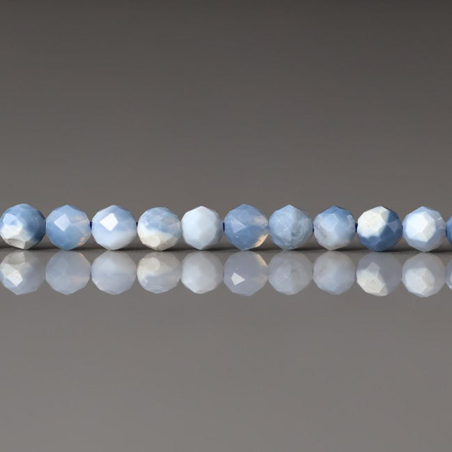 3mm Blue Opal Beads Strand 7" Faceted Genuine Gemstone Beads Natural Opal for Jewelry Making Beading Craft Gift Beads
