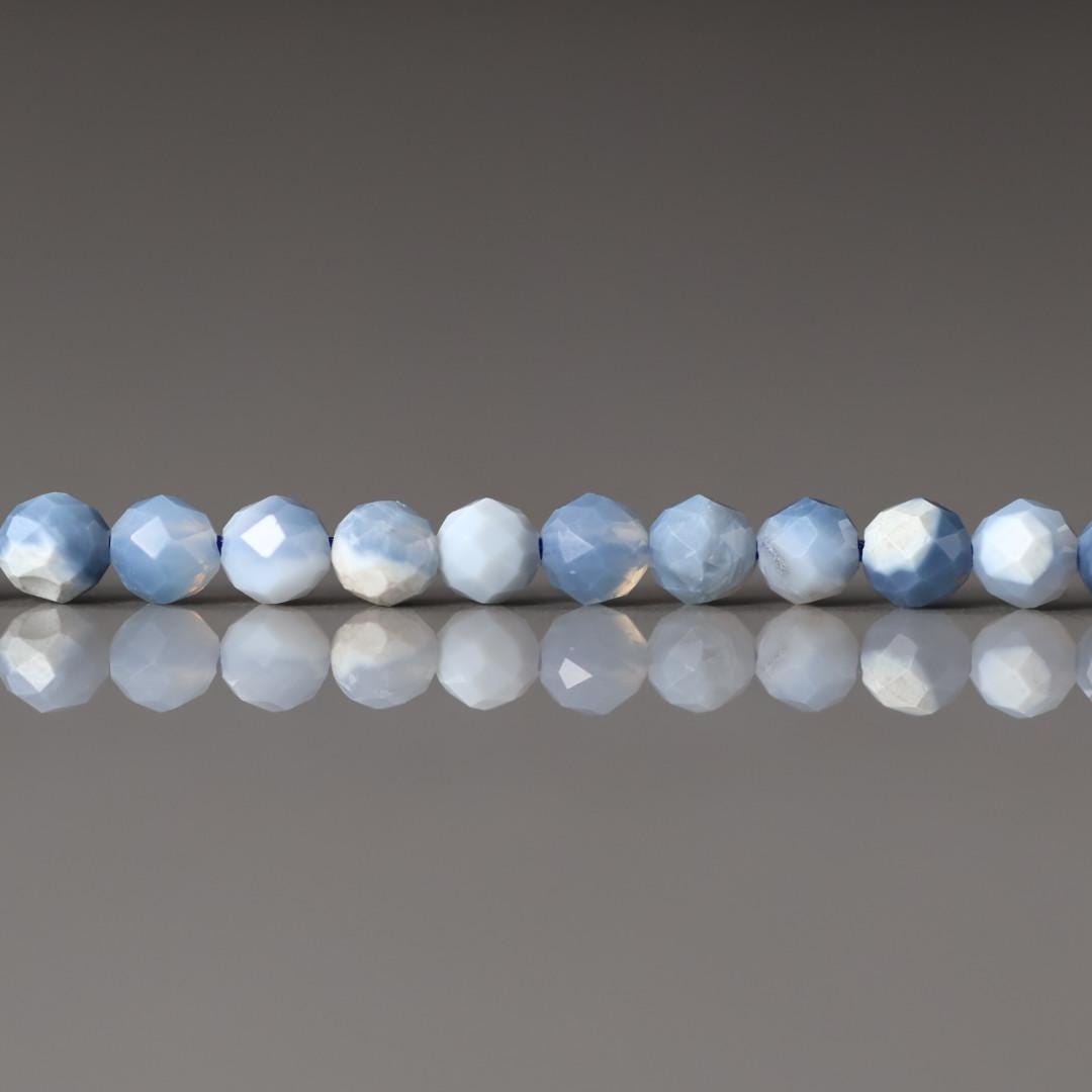 3mm Blue Opal Beads – Faceted Round Micro Gemstone 7" Strand