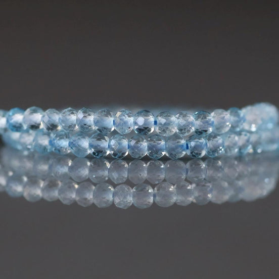 3mm Blue Topaz Faceted Beads Rondele 15" Natural Topaz Sparkly Gemstone Beads Beading Crafter Gift April Birthstone DIY Jewelry