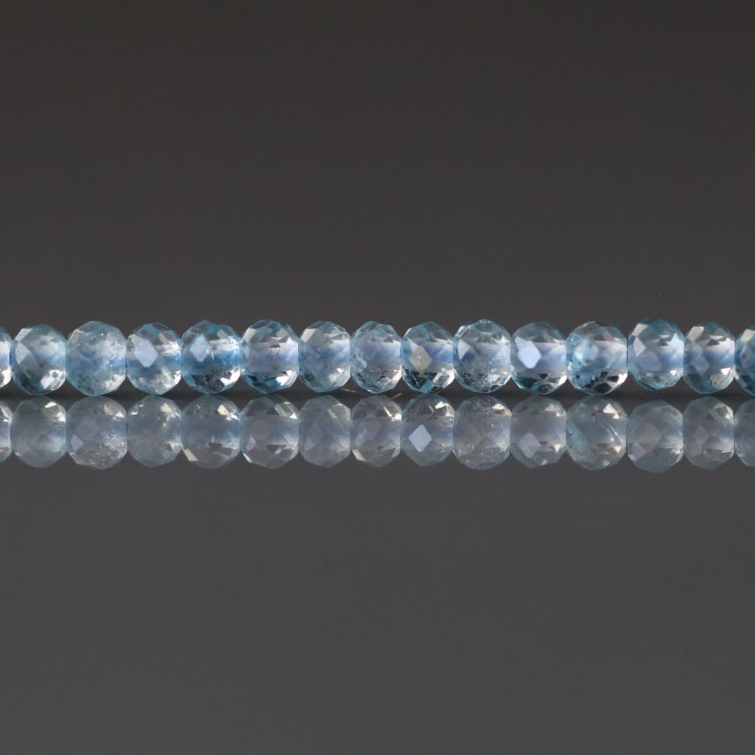 3mm Blue Topaz Faceted Beads Rondele 15" Natural Topaz Sparkly Gemstone Beads Beading Crafter Gift April Birthstone DIY Jewelry