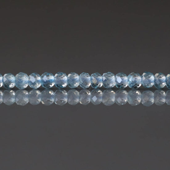 3mm Blue Topaz Beads - Faceted Rondelle Micro Gemstone 15" Strand