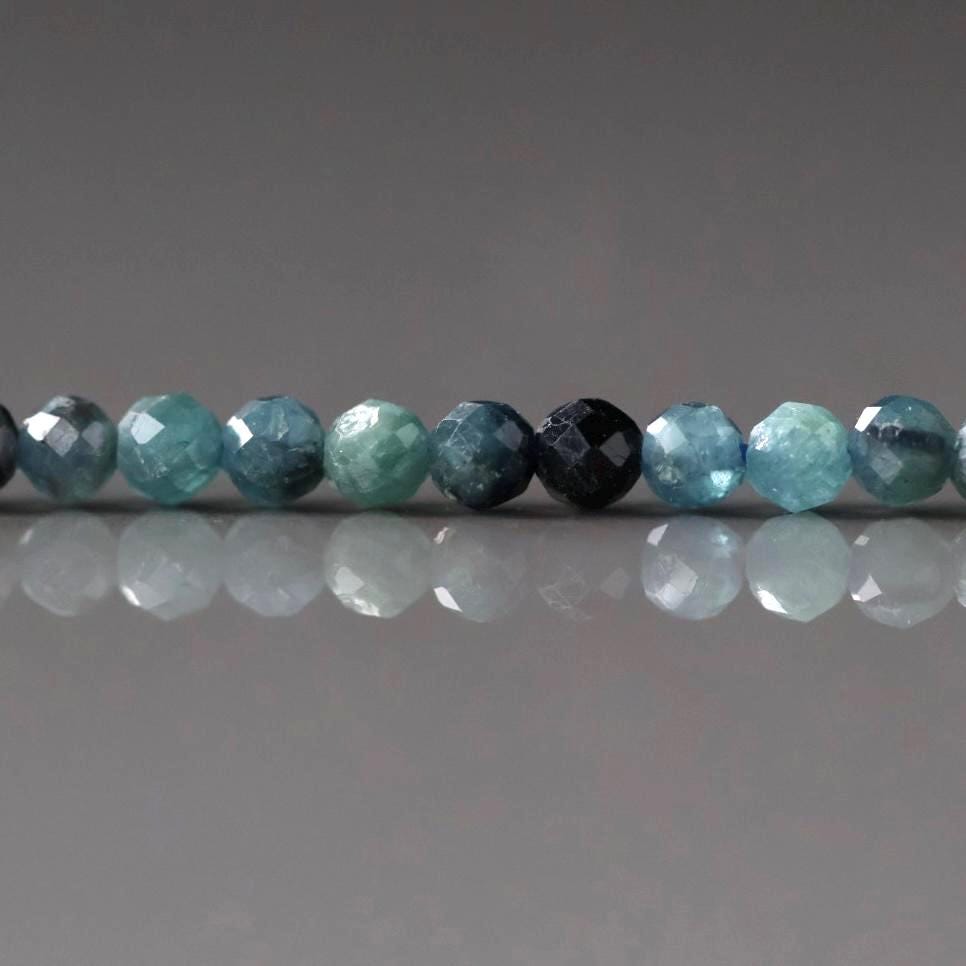 AAA 3mm Blue Tourmaline Faceted Beads 15" Indicolite Sparkly Gemstone Beads for Jewelry Making Beading Gift October Birthstone
