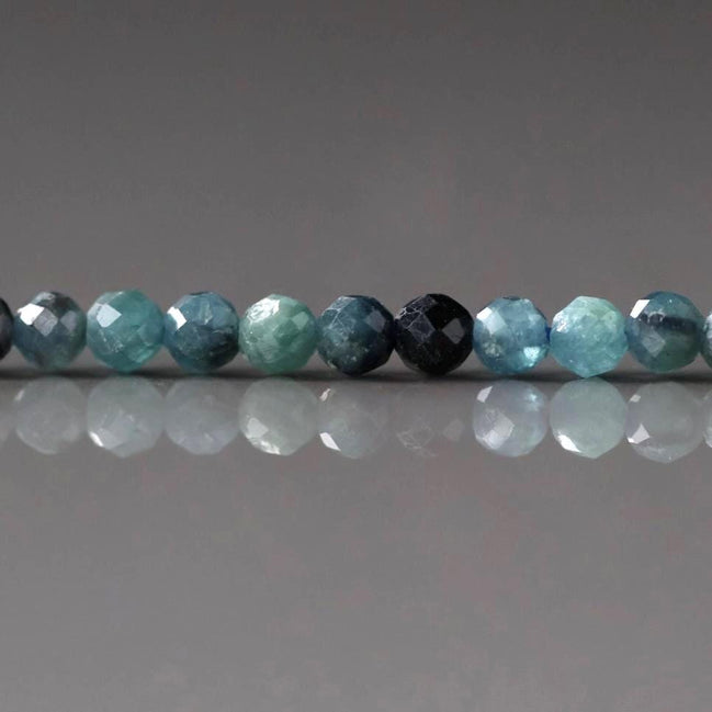 AAA 3mm Blue Tourmaline Faceted Beads 15" Indicolite Sparkly Gemstone Beads for Jewelry Making Beading Gift October Birthstone