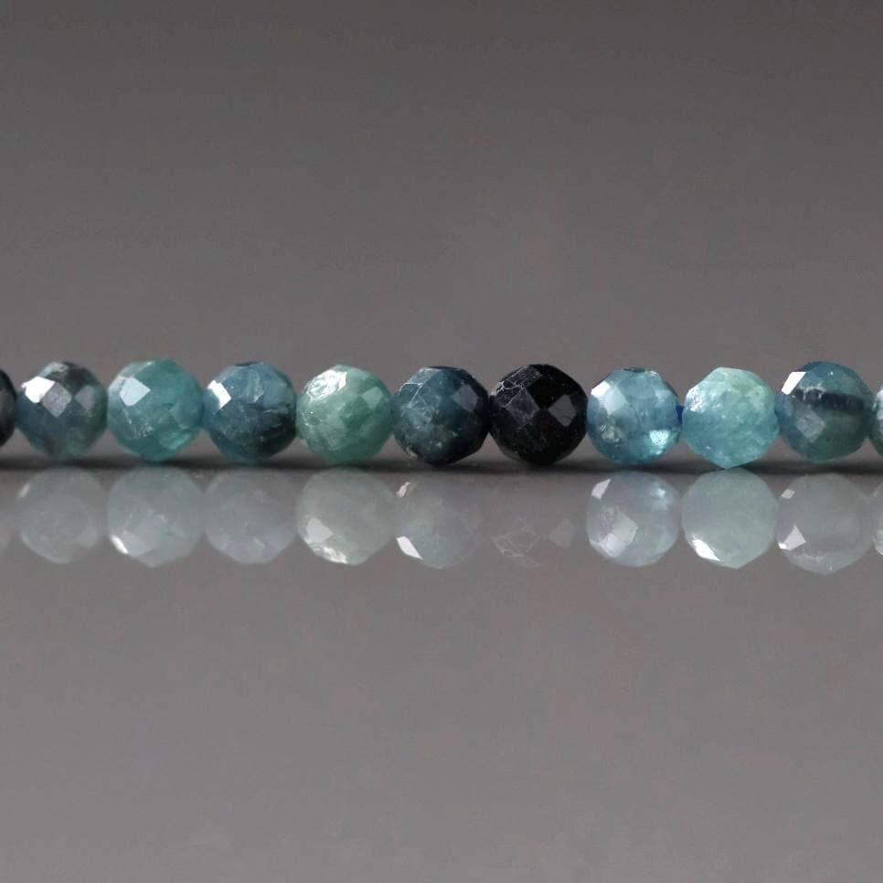 3mm Blue Tourmaline Beads – Faceted Round Micro Gemstone 15" Strand