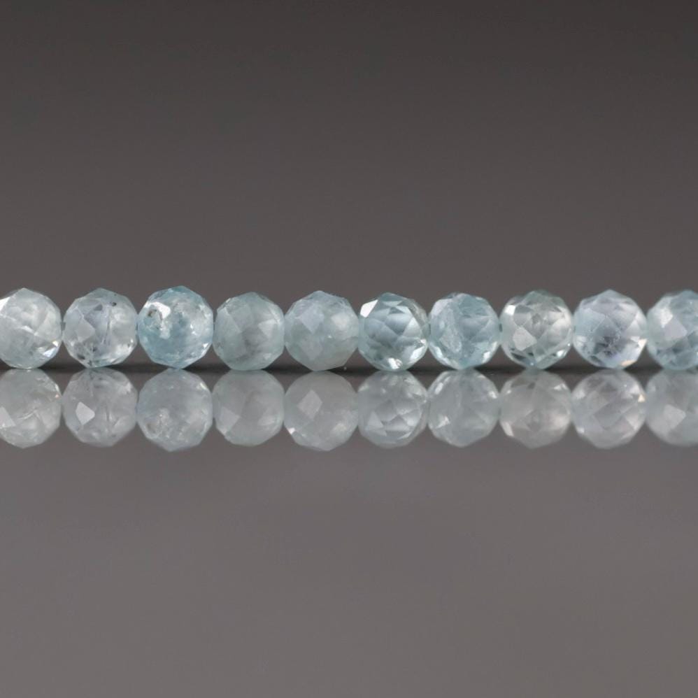 3mm Natural Blue Zircon Faceted Beads Genuine Zircon 7” Strand Transparent Sparkly Gemstone Beads for Jewelry Making