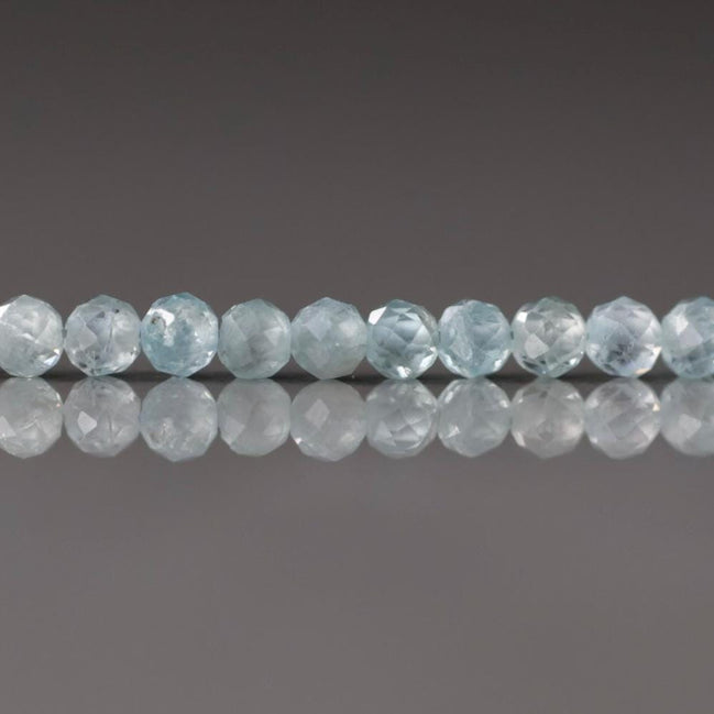 3mm Natural Blue Zircon Faceted Beads Genuine Zircon 7” Strand Transparent Sparkly Gemstone Beads for Jewelry Making