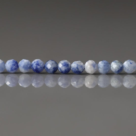 3mm Bolivian Sodalite Faceted Beads 15" Blue Whte Sodalite Genuine Gemstone Beads for Jewelry Making Beading Craft Gift Beads