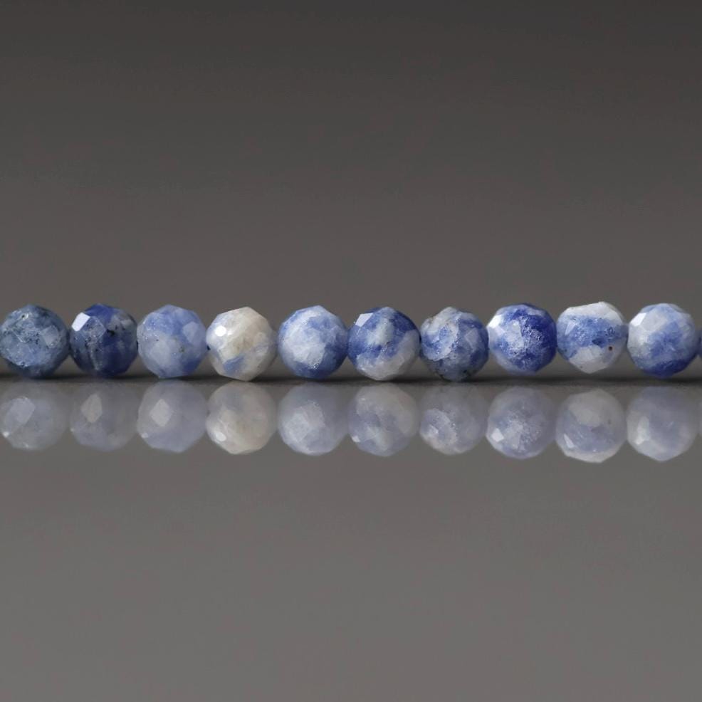 3mm Bolivian Sodalite Beads ‚Äì Faceted Round Micro Gemstone 15" Strand