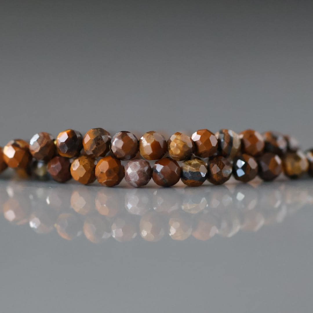 3mm Boulder Opal Beads - Faceted Round Micro Gemstone 15.5" Strand