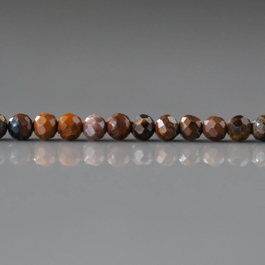 3mm Boulder Opal Beads - Faceted Round Micro Gemstone 15.5" Strand