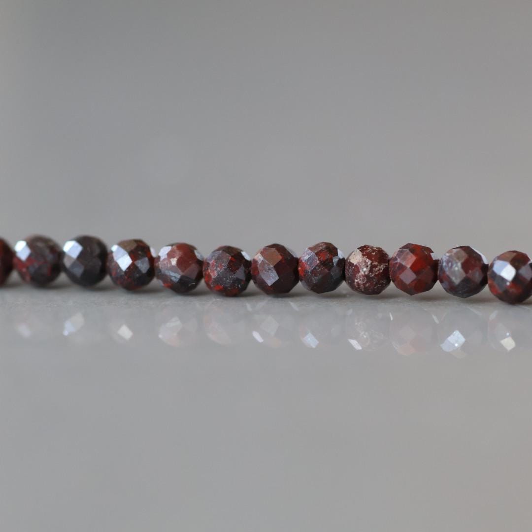 3mm Rare Brecciated Jasper in Hematite Faceted Beads Strand 7" Genuine Sparkly Gemstone Beads for DIY Jewelry Making Crafter Gift