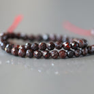3mm Brecciated Jasper in Hematite Beads – Faceted Round Micro Gemstone 7" Strand