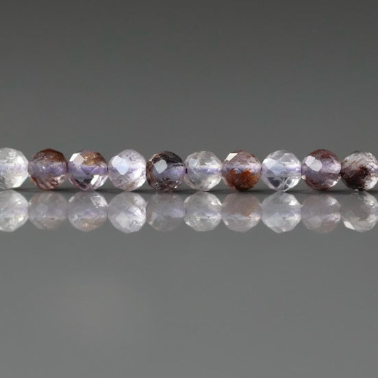 3mm Cacoxenite (Super Seven) Beads ‚Äì Faceted Round Micro Gemstone 15" Strand