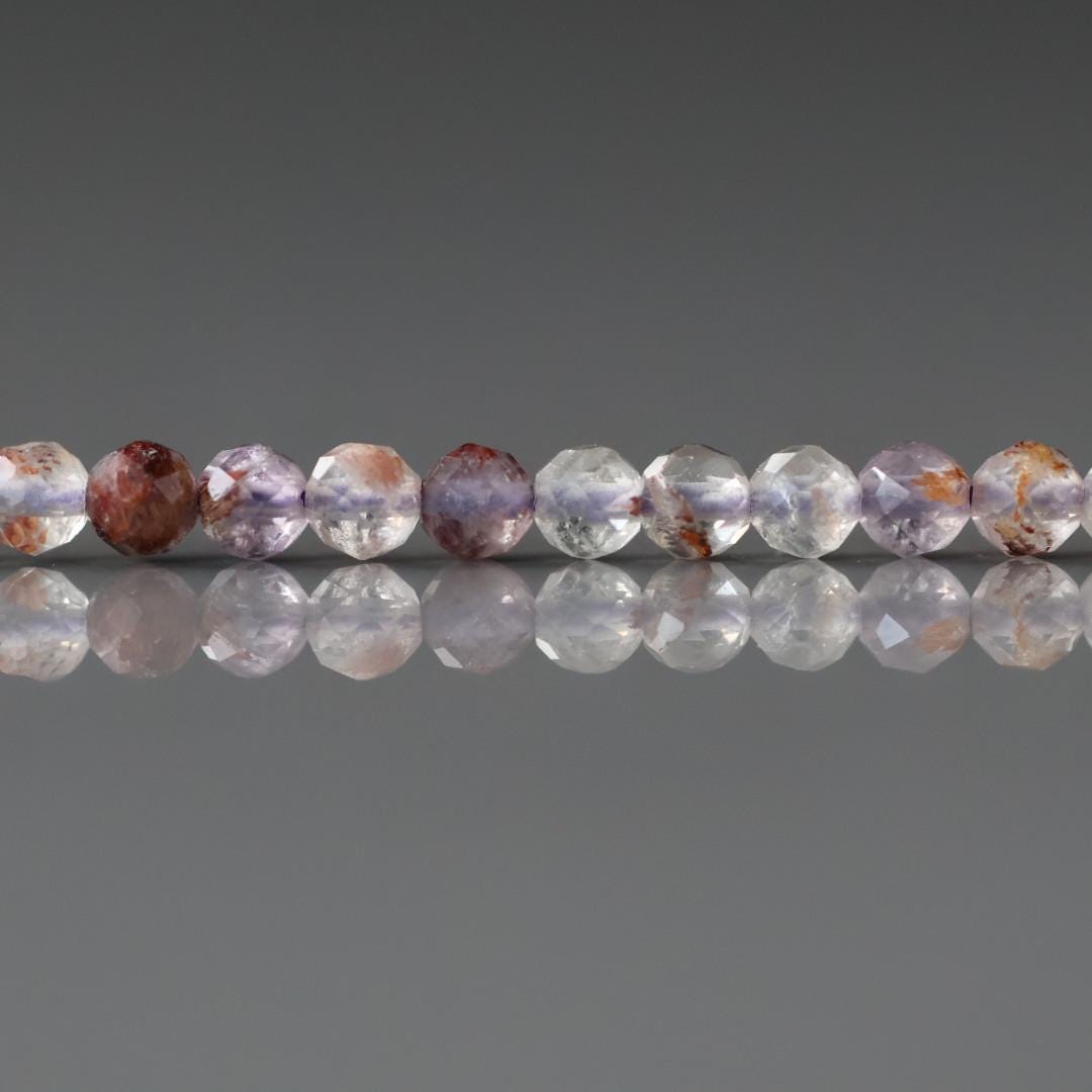 3mm Cacoxenite (Super Seven) Beads ‚Äì Faceted Round Micro Gemstone 15" Strand