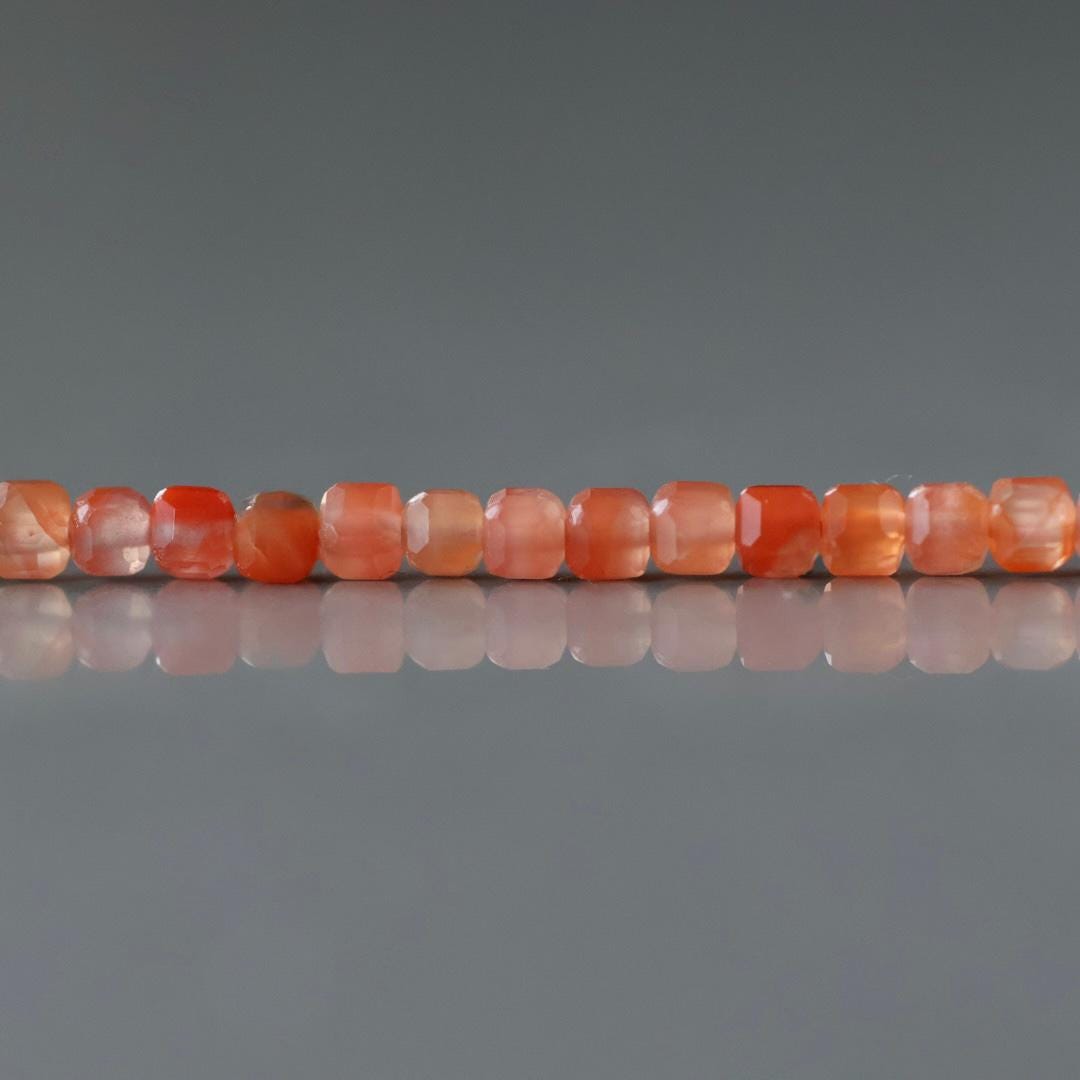 3mm Natural Carnelian Faceted Cube Beads 15" Orange Genuine Gemstone Beads for Jewelry Making Beading Craft Gift Beads Self-Love Abundance