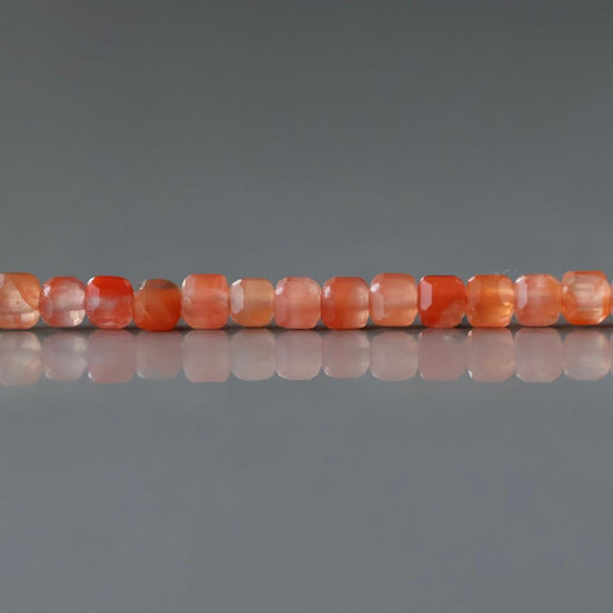 3mm Natural Carnelian Faceted Cube Beads 15" Orange Genuine Gemstone Beads for Jewelry Making Beading Craft Gift Beads Self-Love Abundance